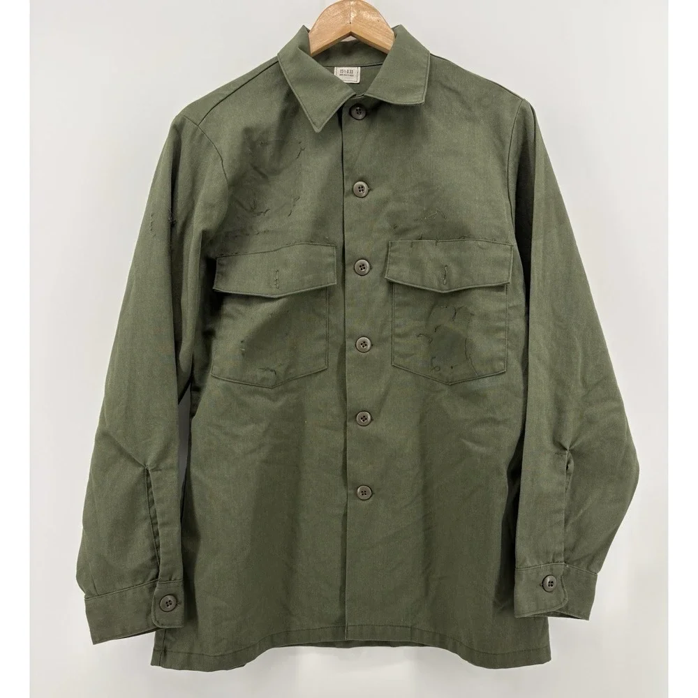 US Air‎ Force OG-507 Utility Shirt Vintage Military Olive Green Vietnam Dura